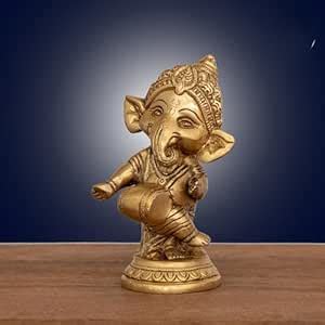 Indigenite Brass Lord Ganesha Musical Statue with Dholak Handicraft ...