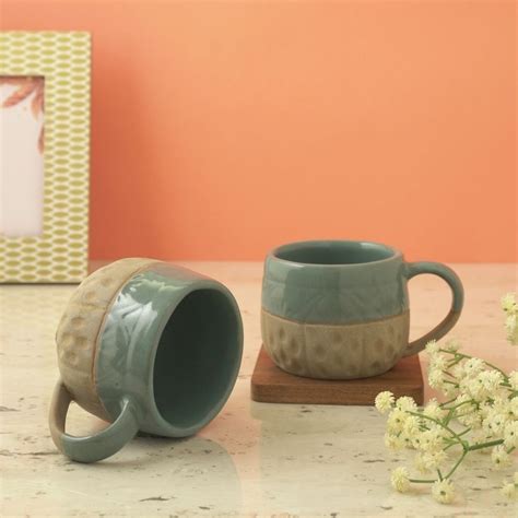 Sage Glazed Finished Ceramic Cups – The Decor Mart