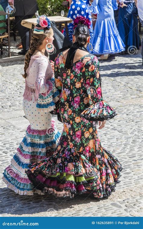 Two Women Dressed in Modern Flamenco Outfit Ronda Spain Editorial Photo ...