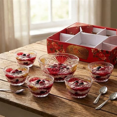 Rose Glass Multipurpose Bowl Set for Dessert, Snacks, Salads and Daily ...