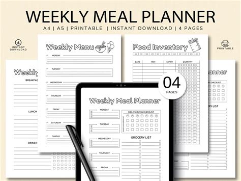 Menu Planner Template 的图像结果