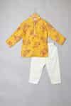 Buy Yellow Silk, Tissue Embroidery Floral Print Kurta Set For Boys by P ...