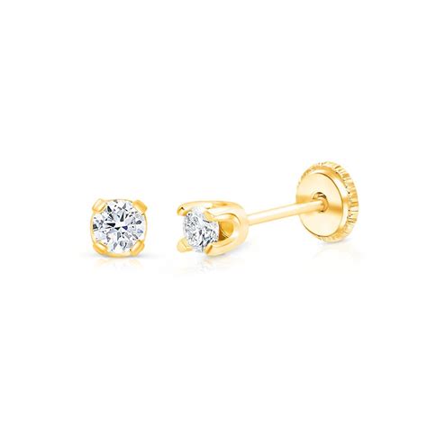 Baby Diamond Earrings Screw Back .10TCW | 14K Gold - The Jeweled Lullaby
