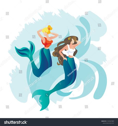 Sirens Mermaids Daughters Olympus God Poseidon Stock Vector (Royalty ...