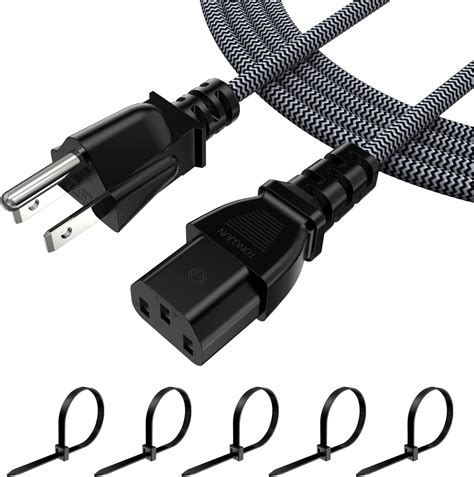 Amazon.com: 15FT Computer Power Cord (1 Pack), 3 Prong Nylon Braided ...