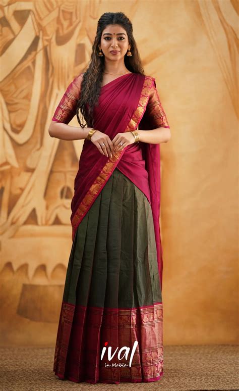 Padmaja - Manthalir Green and Dual Tone of Pinkish Maroon Border Cotto ...