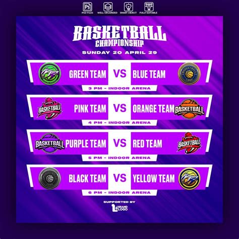 Basketball schedule poster design template | Premium PSD