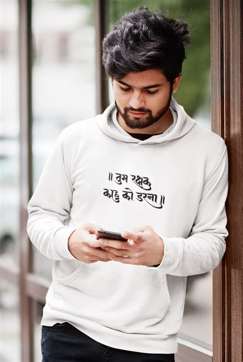Official Hanuman Chalisa Typography Fleece Hoodie – Bollywoo