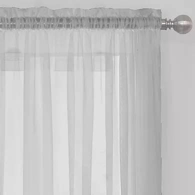 Kate Aurora Essential 1 Piece Silver Gray Sheer Voile Rod Pocket Window ...