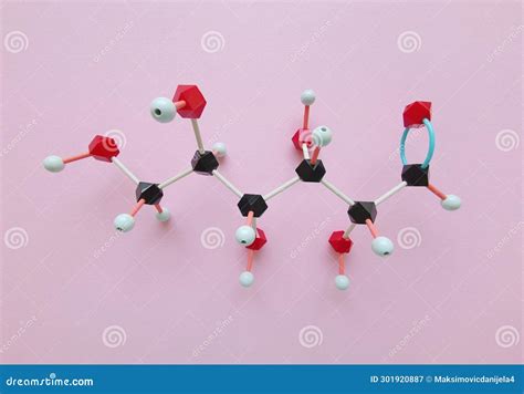 Molecular Structure Model of Glucose Molecule, a Simple Sugar. 3D ...