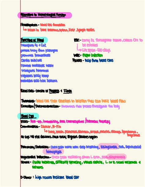 Hematological Disorders: Pathophysiology, Symptoms & Treatments (MED 101) - Studocu
