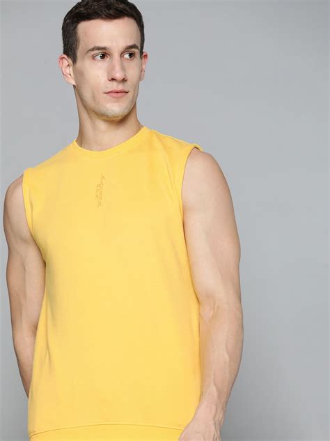 HRX by Hrithik Roshan Men Yellow Brand Logo Printed Sweatshirt - Price ...
