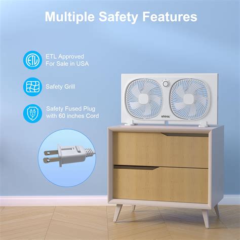 shinic 9" Twin Window Fan with 180°+90° Rotatable Fans, 2-Speeds ...
