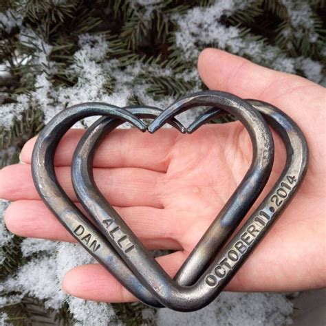 6th Anniversary Gift Iron Wedding Pair of Interlinked Iron Hearts ...