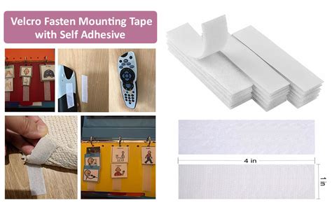 Velcro Strip Stickers | 1 inch x 4 inch | 15 Hook and 15 Loop | White ...