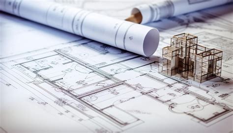 Architect rolls and architectural plantechnical project drawing ...