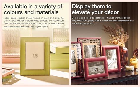 PURE HOME + LIVING Red Faux Leather 2 Side Photo Frame, Double Sided ...