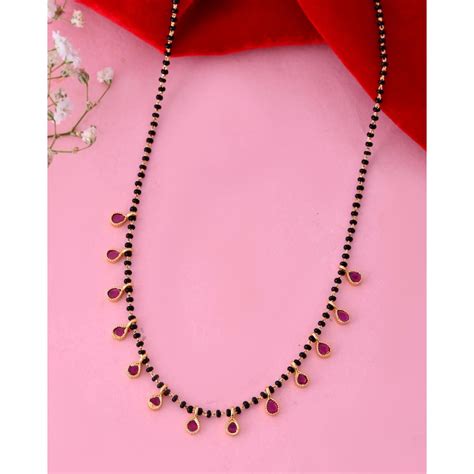 Buy VOJ Gold Plated Ad Studded Drop Shaped Mangalsutra Online