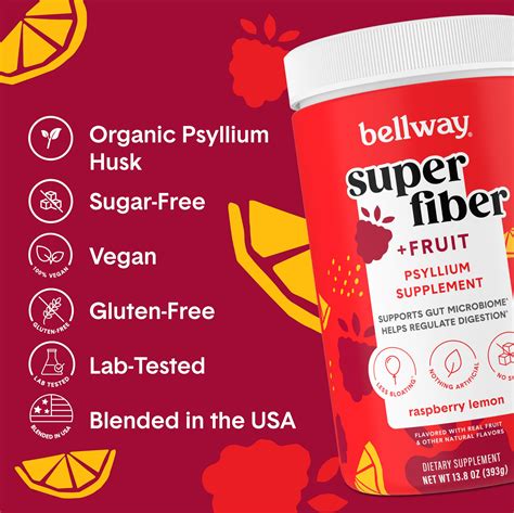 Bellway Super Fiber Powder + Fruit, Raspberry Lemon Super Fiber ...
