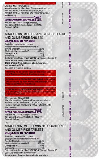 Zoryl Ms Ir 11000 Tablet 10 - Uses, Side Effects, Dosage, Price | Truemeds