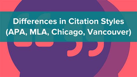 Citation Styles: APA vs MLA, Vancouver vs Chicago Style - Wordvice