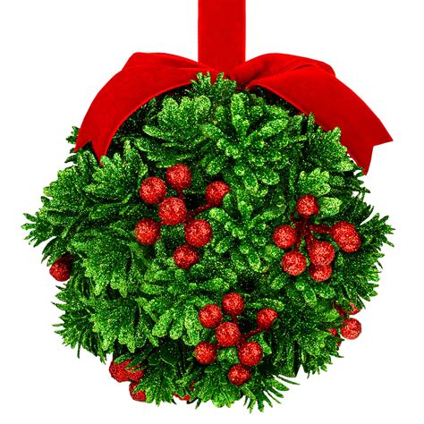 Snapklik.com : 5" Glitter Mistletoe Kissing Ball Christmas Ornament ...