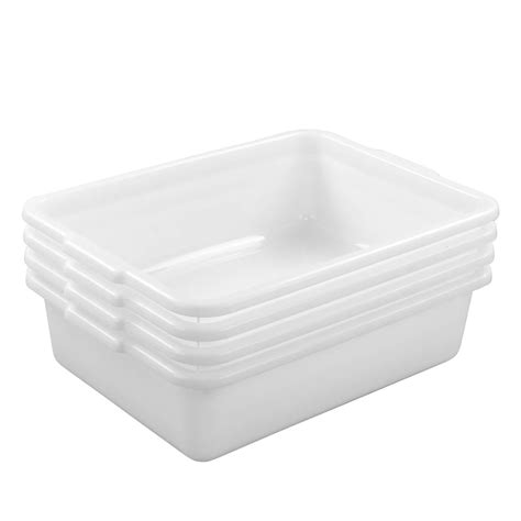 Buy Dehouse White Plastic Bus Pans, 4 Packs Food Service Bus Tubs, 8 ...