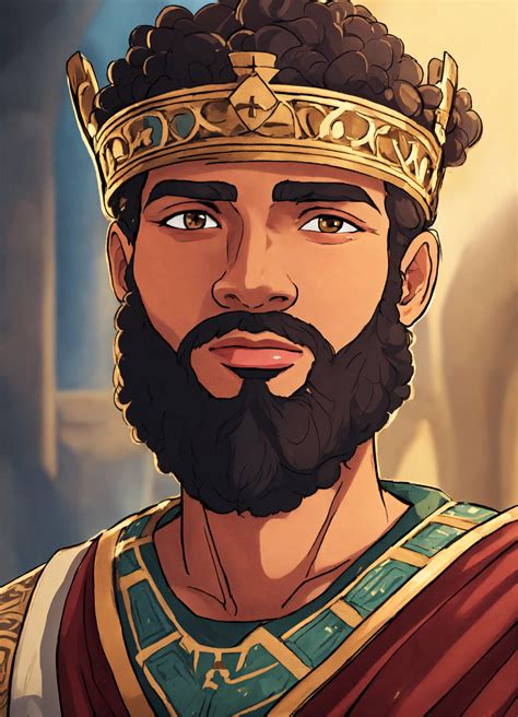Lexica - 25 year old king zedekiah from the bible, 2d cartoon, face closeup