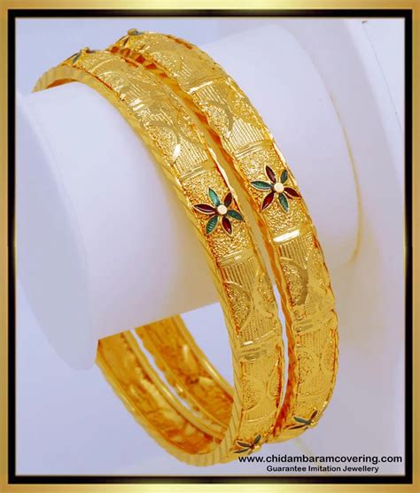 Buy Latest Flower Design One Gram Gold Plated Bangles Online Shopping