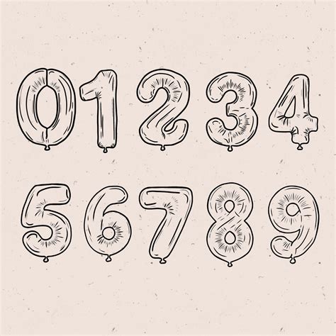 Hand Drawn Number Balloons, Birthday Party Decor, Anniversary Balloon ...