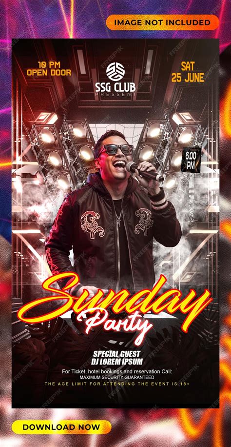 Nightclub sunday party flyer with dj performance | Premium PSD