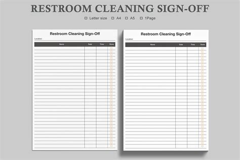 Bathroom Cleaning Log Sheet Template