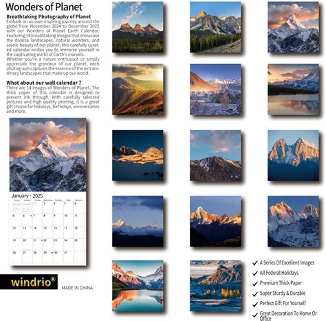 Windrio 2024 2025 Wall Calendar, 14 Months November 2024 - India | Ubuy