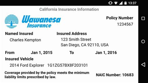 Image result for Car Insurance Card