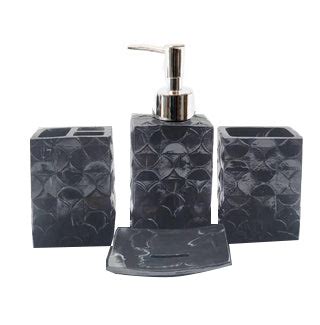 4-Piece Raven Black Bathroom Accessories Set - Soap Dispenser, Toothbr ...