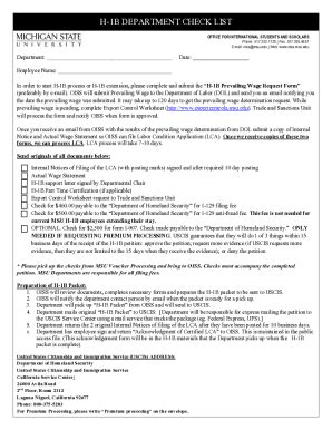 Fillable Online oiss isp msu H-1B DEPARTMENT CHECK LIST Fax Email Print ...