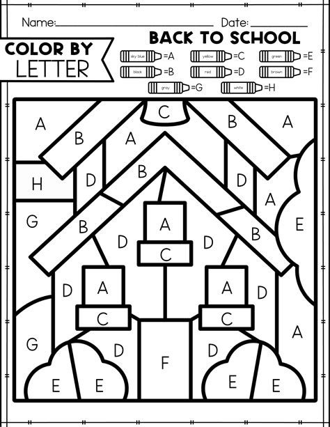 Free Printable Back To School Color by Number & Letter - In The Playroom