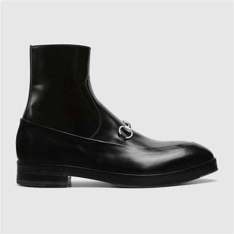 Men's ankle boot with Horsebit in black leather | GUCCI® UK