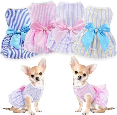Small Dogs Girl Summer Cute Pet Puppy Dress 4 Pack Extra Small Dog ...