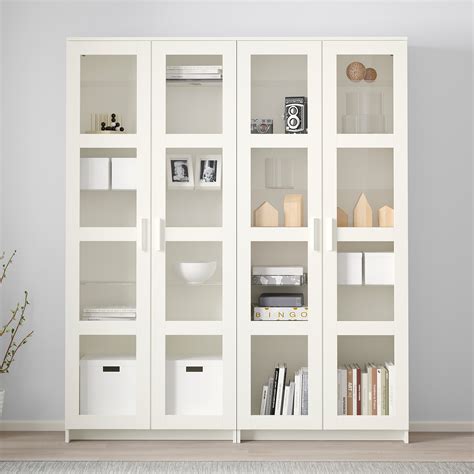 BRIMNES storage combination w glass doors, white, 160x35x190 cm (63x133 ...