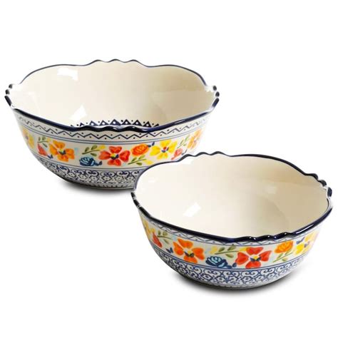 Gibson Home Modern Stoneware Bowl Set, Hand Painted, Microwave and ...