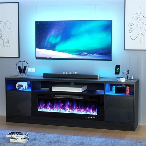 Amazon.com: BREEZEHEAT Electric Fireplace TV Stand-Led Entertainment ...