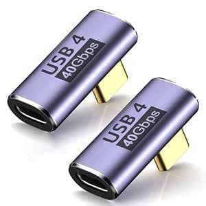 2 Pack USB C Right Angle Adapter, 90 Degree Type C Male to Female ...