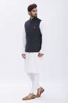 Buy Black Mandarin Collar Nehru Jacket For Men by Aham-Vayam Online at ...