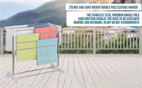 Belanto Portable Double Pole Telescopic Cloth Drying Rack | Clothes ...