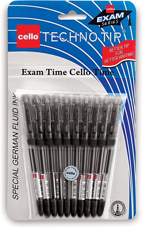 Cello Technotip Ball Pen Set (Pack of 10 pens - Black) | Lightweight ...