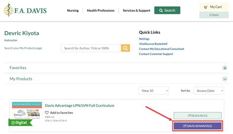 Instructor: Access Davis Advantage - FA Davis Customer Support Center