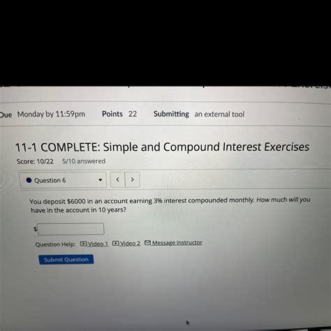 You deposit $6000 In an account earning 3% interest compounded monthly ...