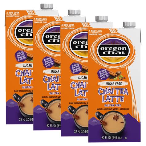 (4 pack) Oregon Chai Sugar Free Chai Tea Latte, Tea Concentrate, 32 fl ...