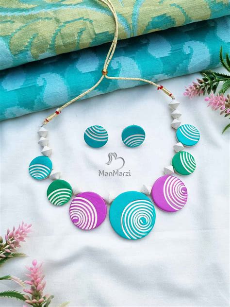 Crafted Whirls- Handmade Terracotta Jewelry Set | Manmarzi